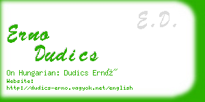 erno dudics business card